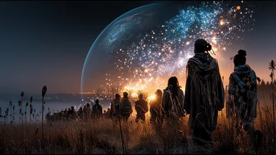 Group Of People Watching A Celestial Event