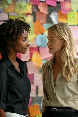 Two Professional Women Having A Serious Workplace Conversation