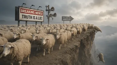 Sheep Following Narrative Off Cliff Concept Animation