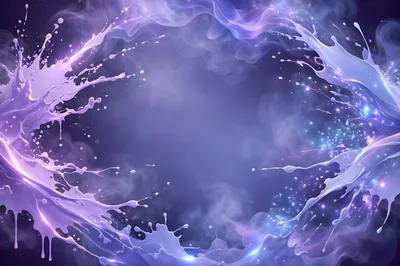 Abstract Purple Liquid Splash With Cosmic Smoke Background