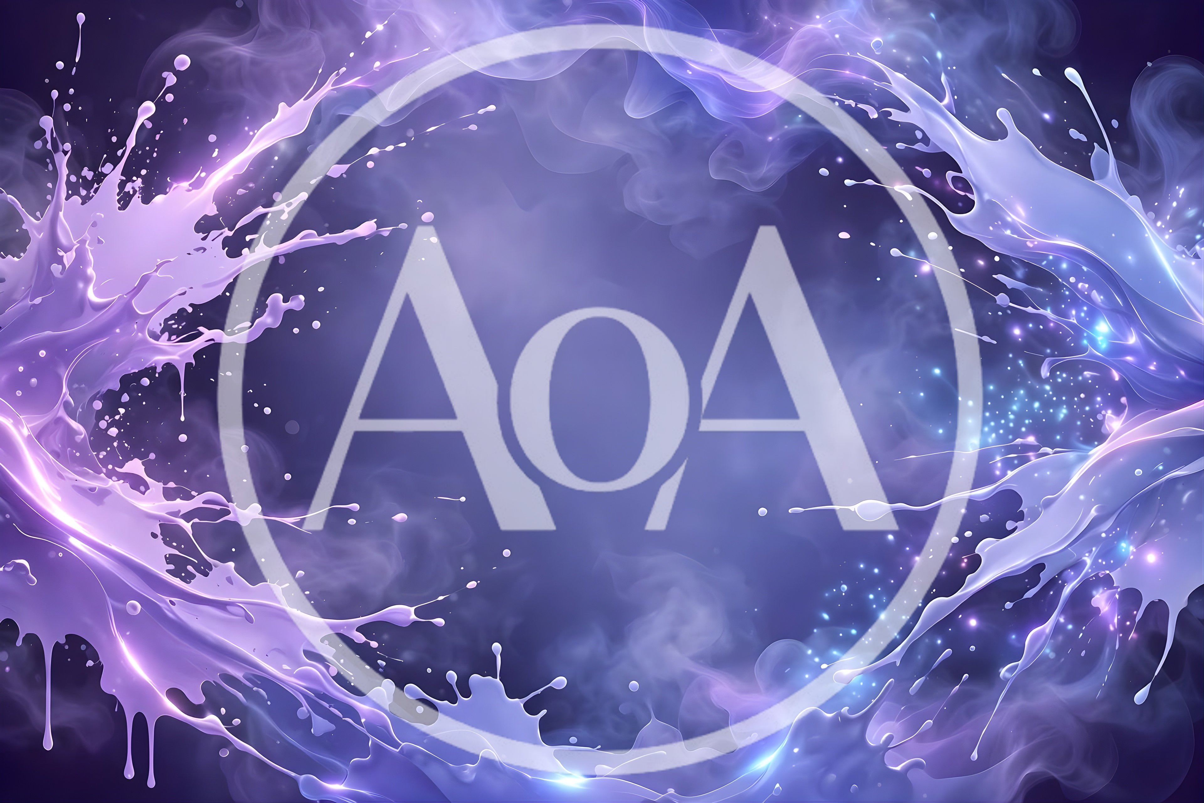 Abstract Purple Liquid Splash With Cosmic Smoke Background