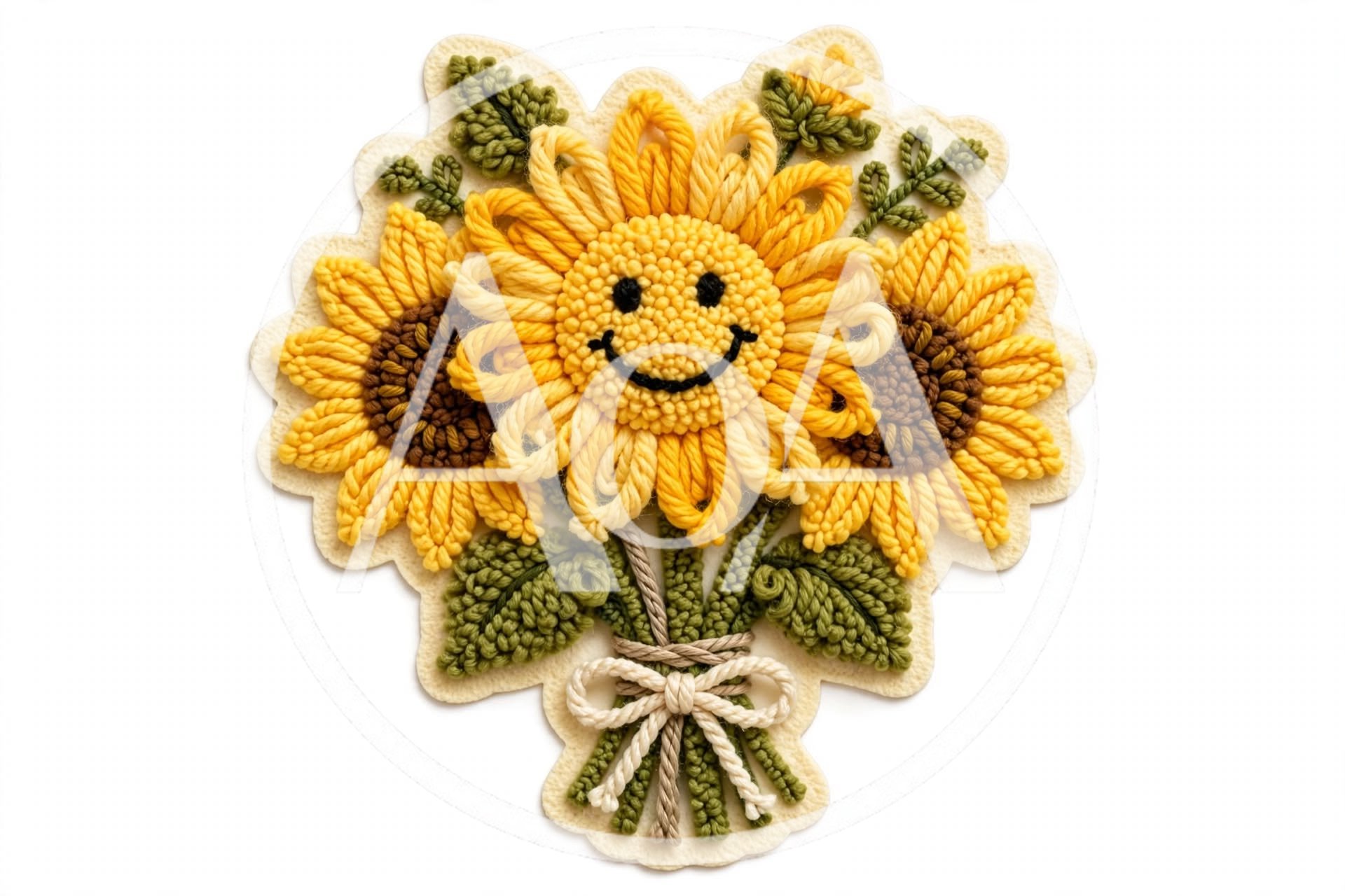Handmade Punch Needle Sunflower Bouquet Patch