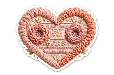Crocheted Heart Shaped Cassette Tape Art