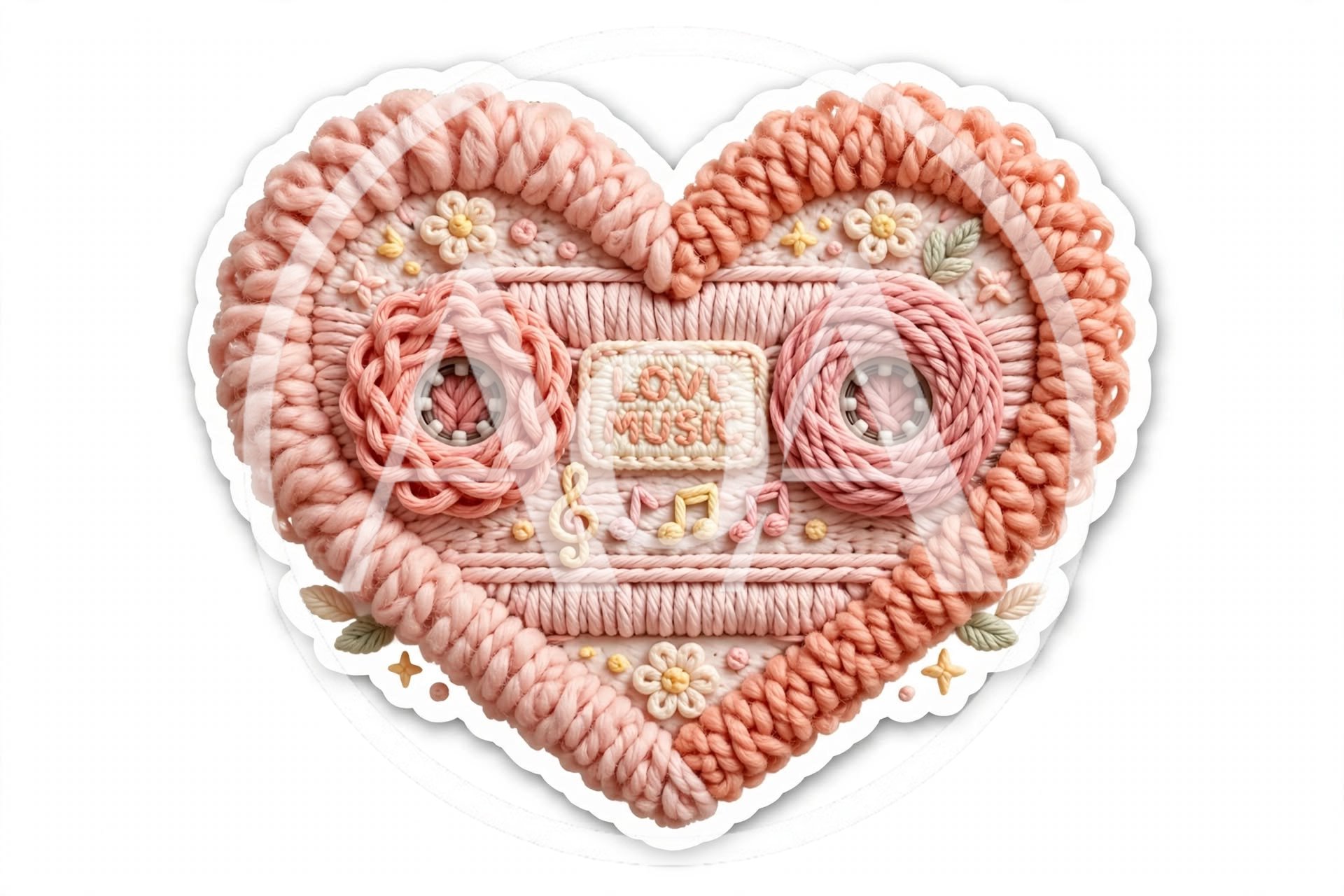 Crocheted Heart Shaped Cassette Tape Art