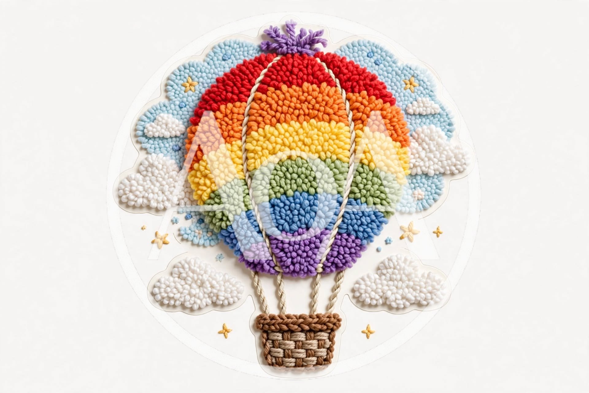Punch Needle Hot Air Balloon Wall Art