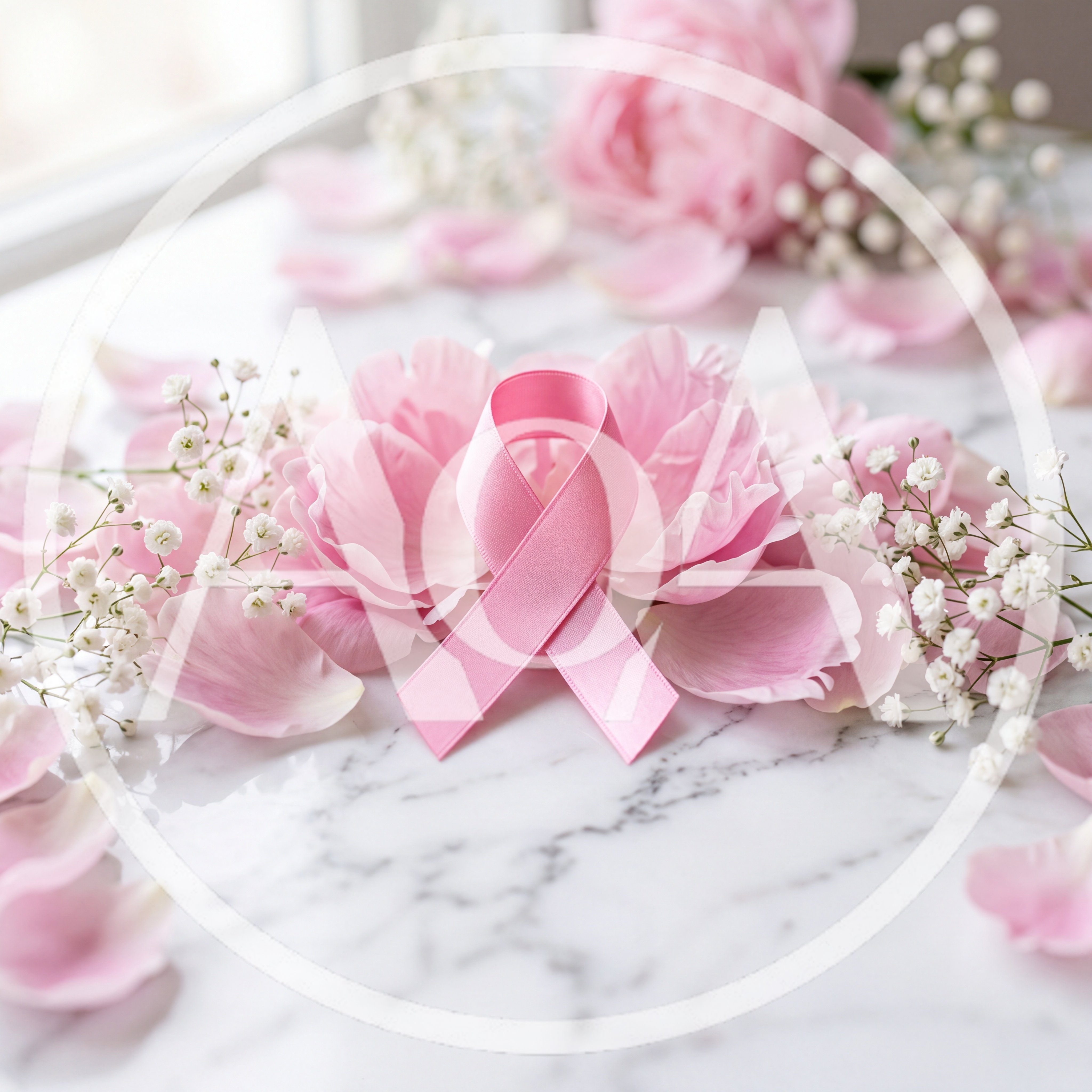 Pink Breast Cancer Awareness Ribbon With Flowers