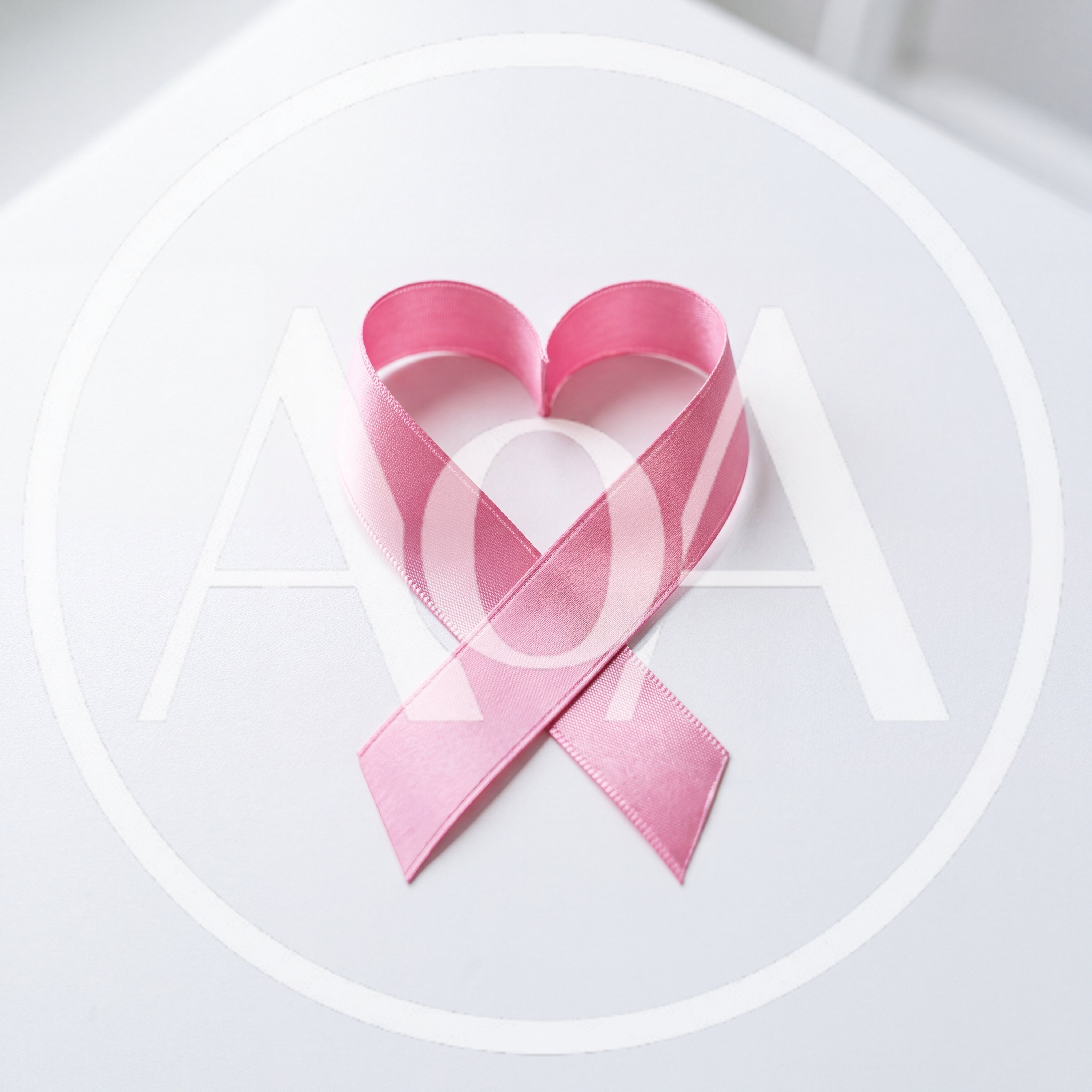 Pink Ribbon Formed Into A Heart Shape
