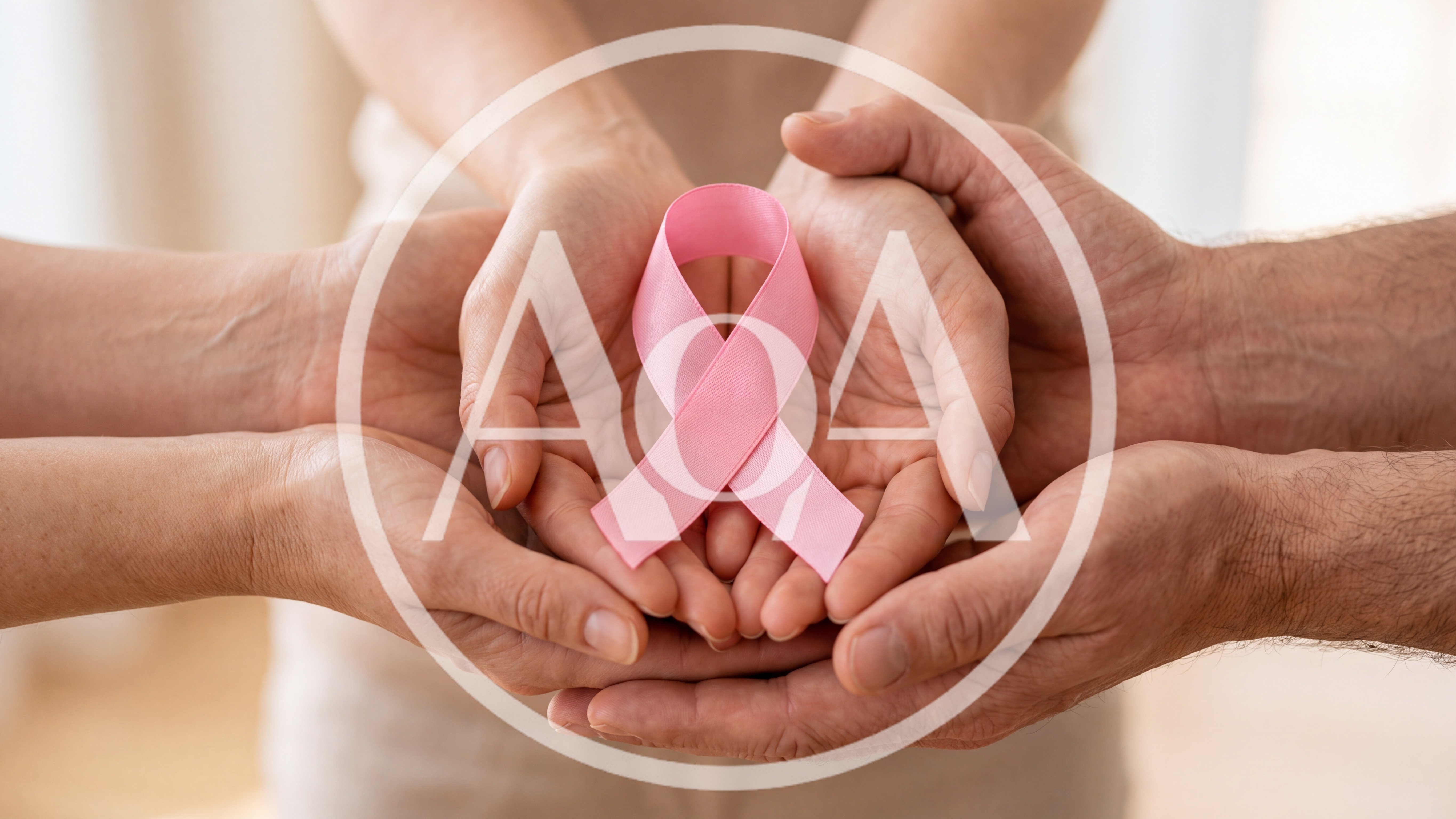 People Holding A Pink Breast Cancer Awareness Ribbon