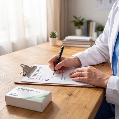 Doctor Writing A Prescription At A Desk