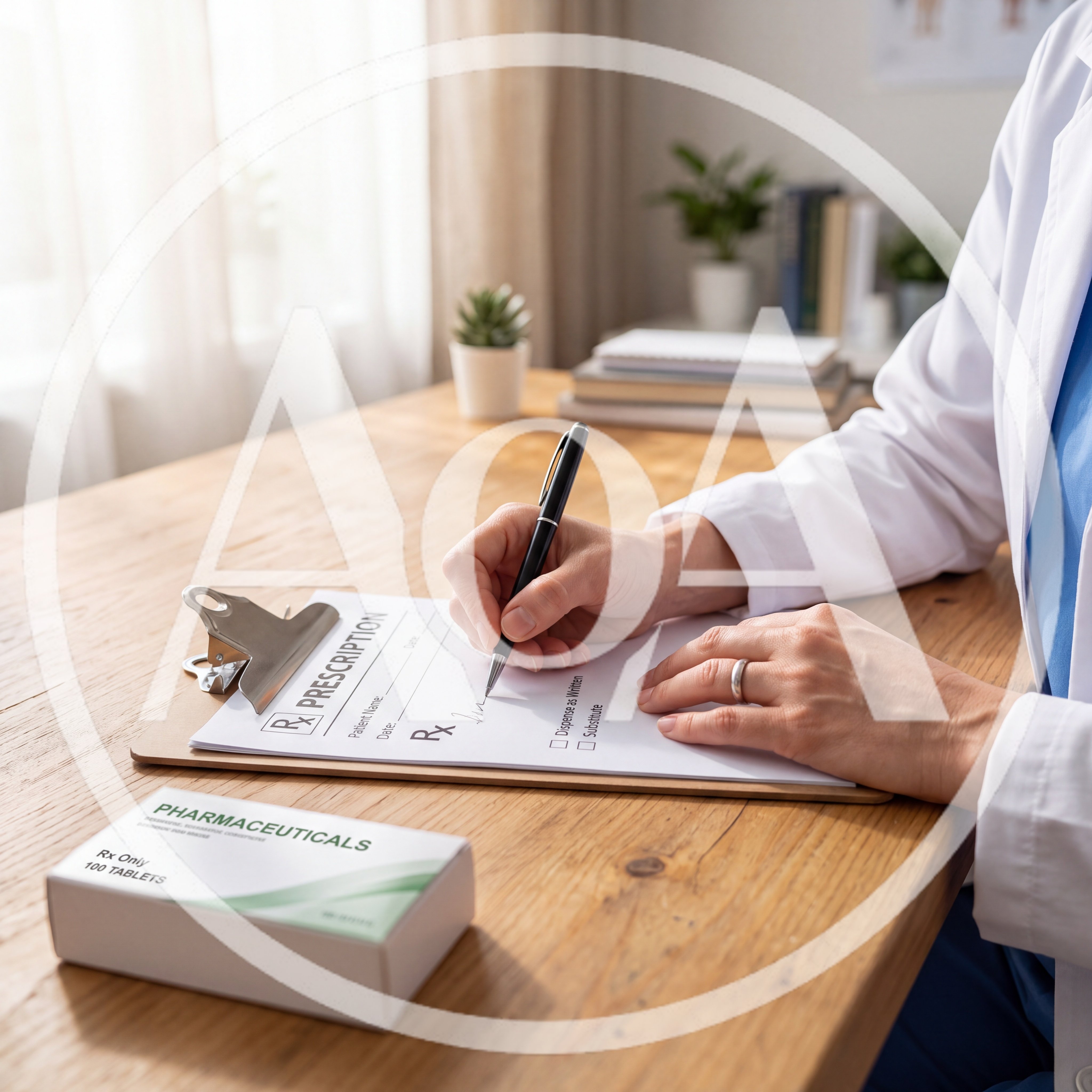 Doctor Writing A Prescription At A Desk