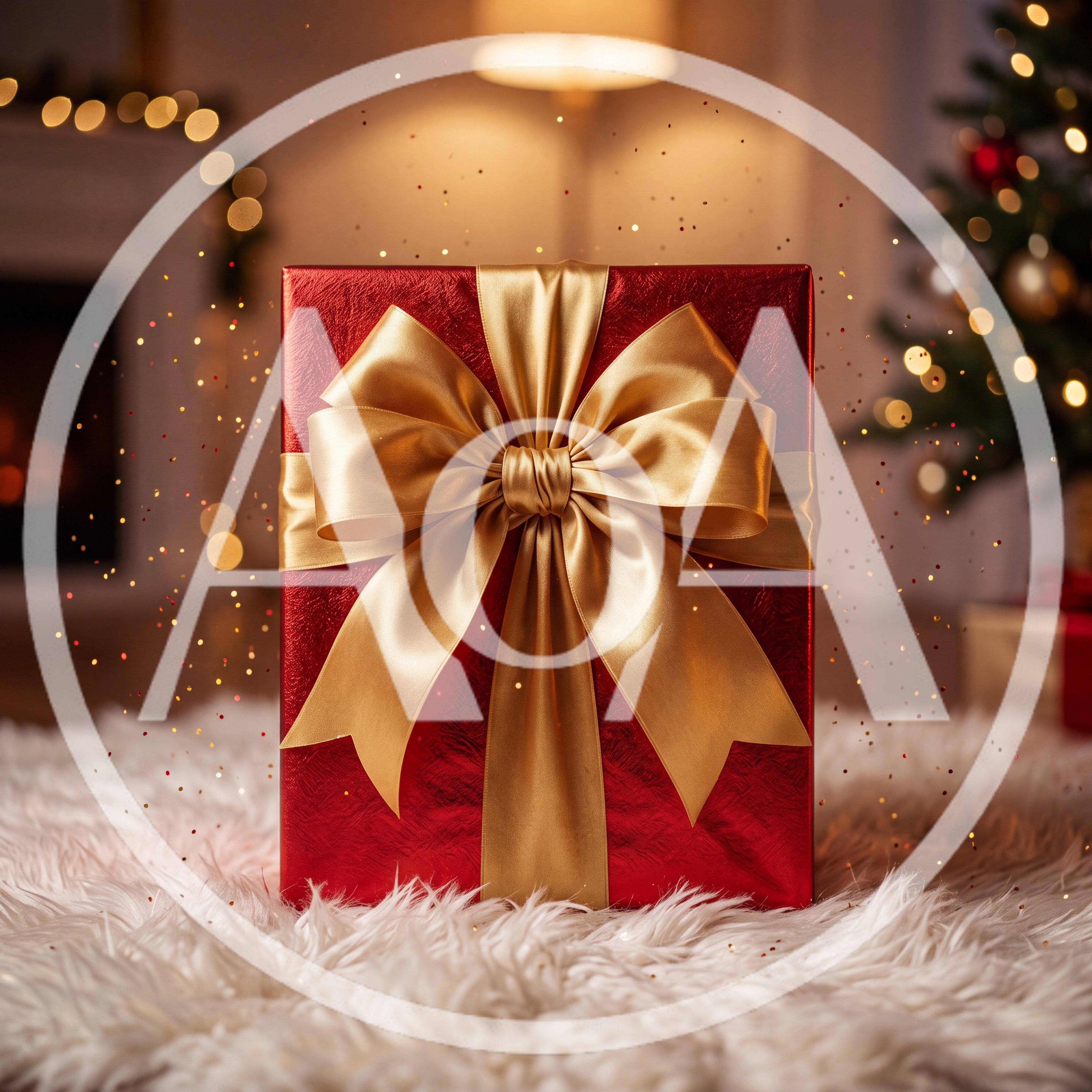 Red Christmas Gift Box With Gold Ribbon