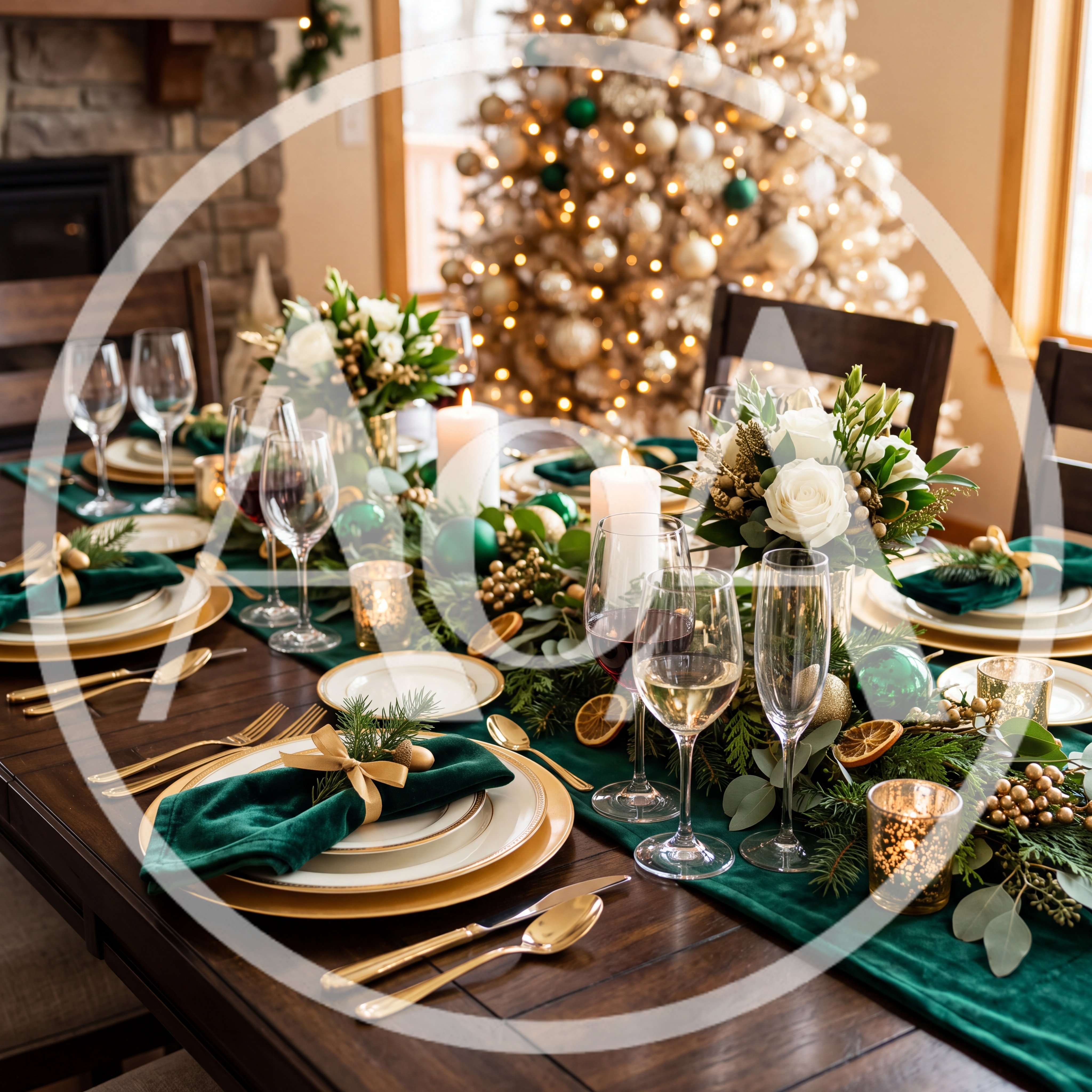 Elegant Christmas Dining Table Setting With Festive Decor