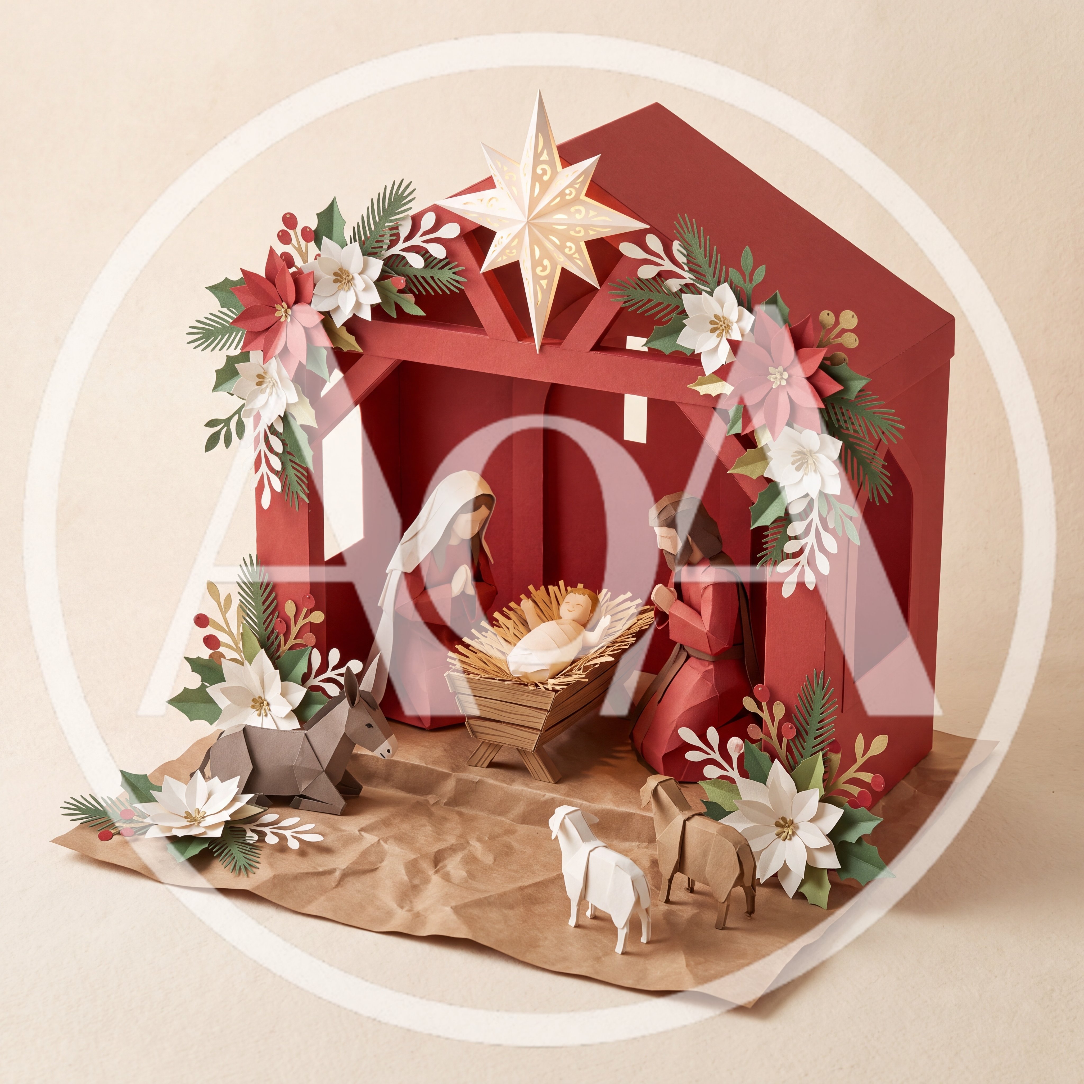 Paper Craft Nativity Scene With Holy Family