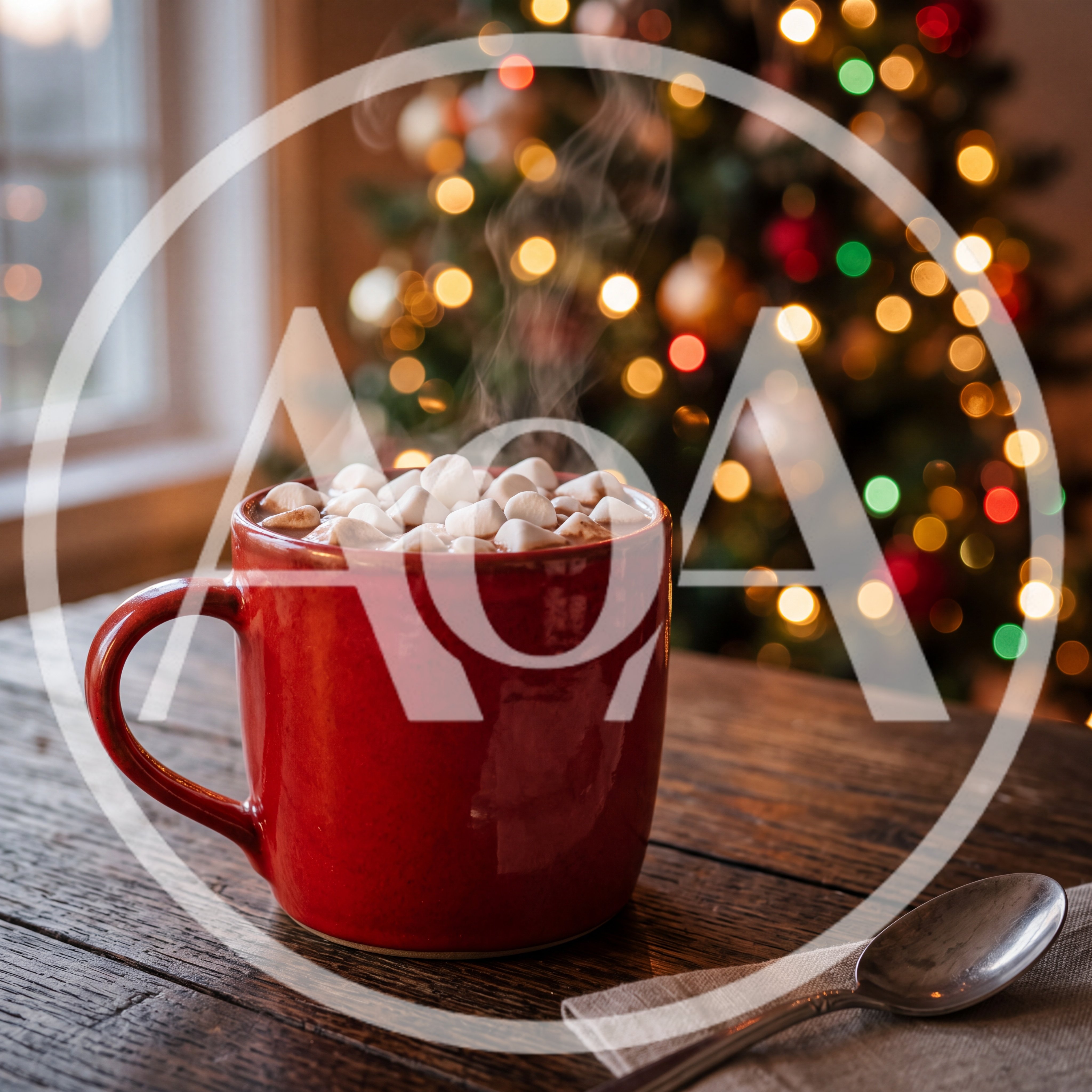 Red Mug Of Hot Cocoa With Marshmallows