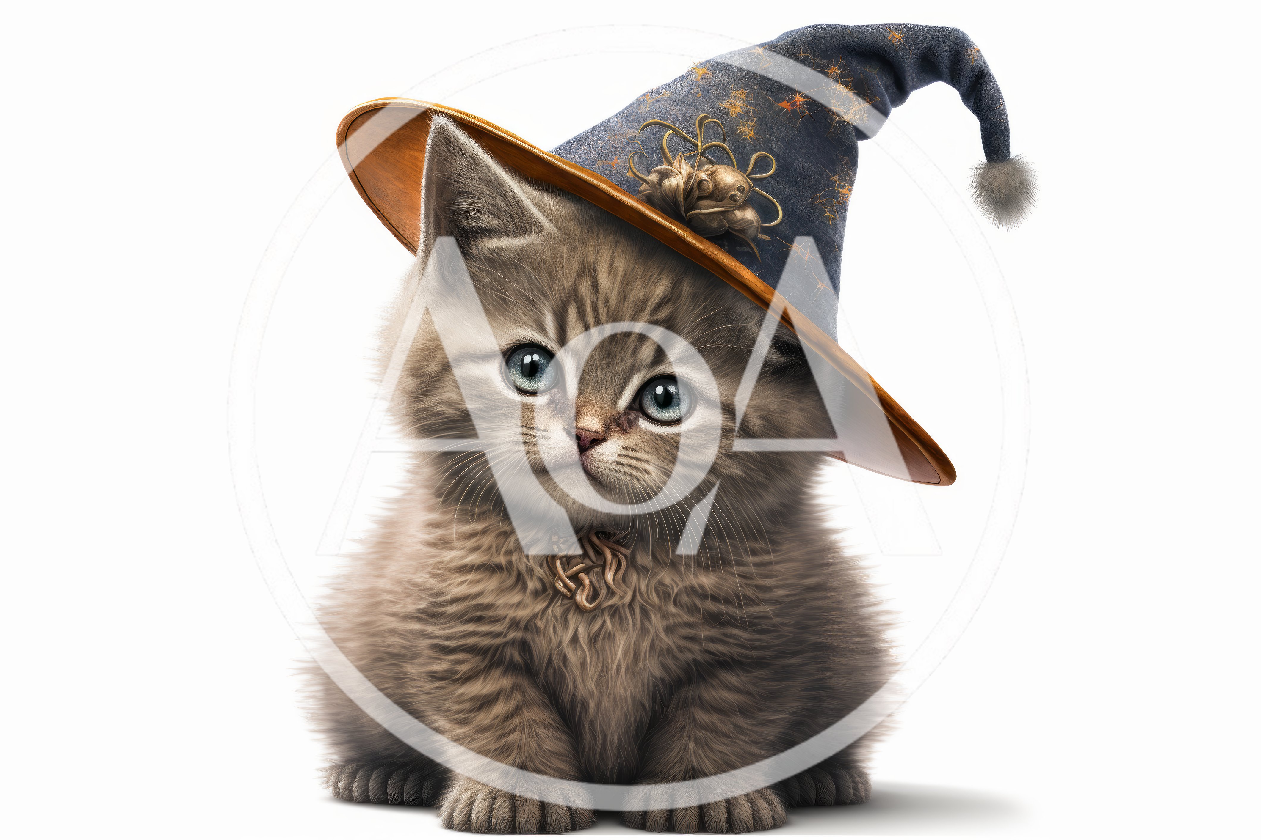 Adorable Fluffy Kitten Wearing A Magical Wizard Hat