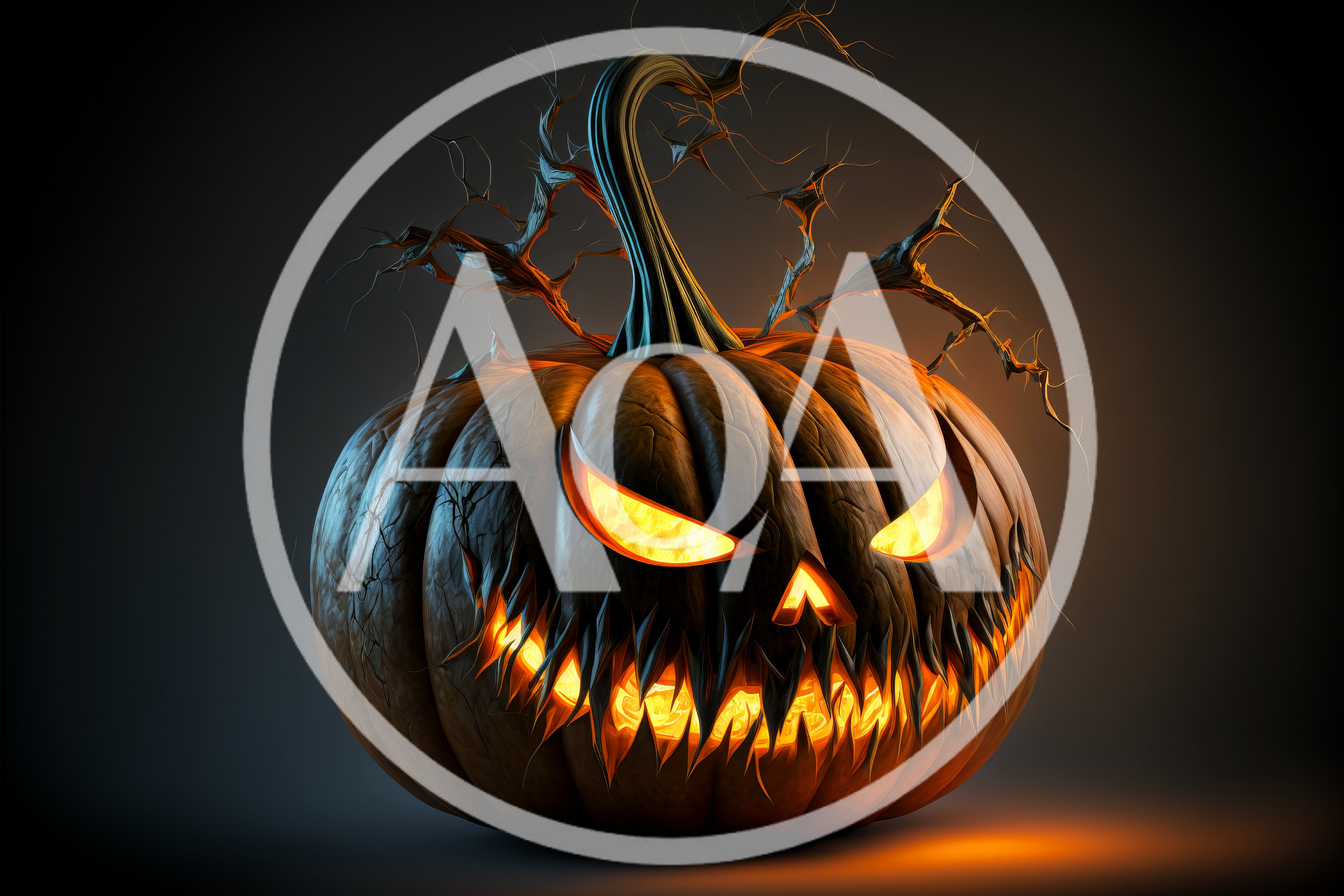 Glowing Jack O Lantern With Spooky Twigs