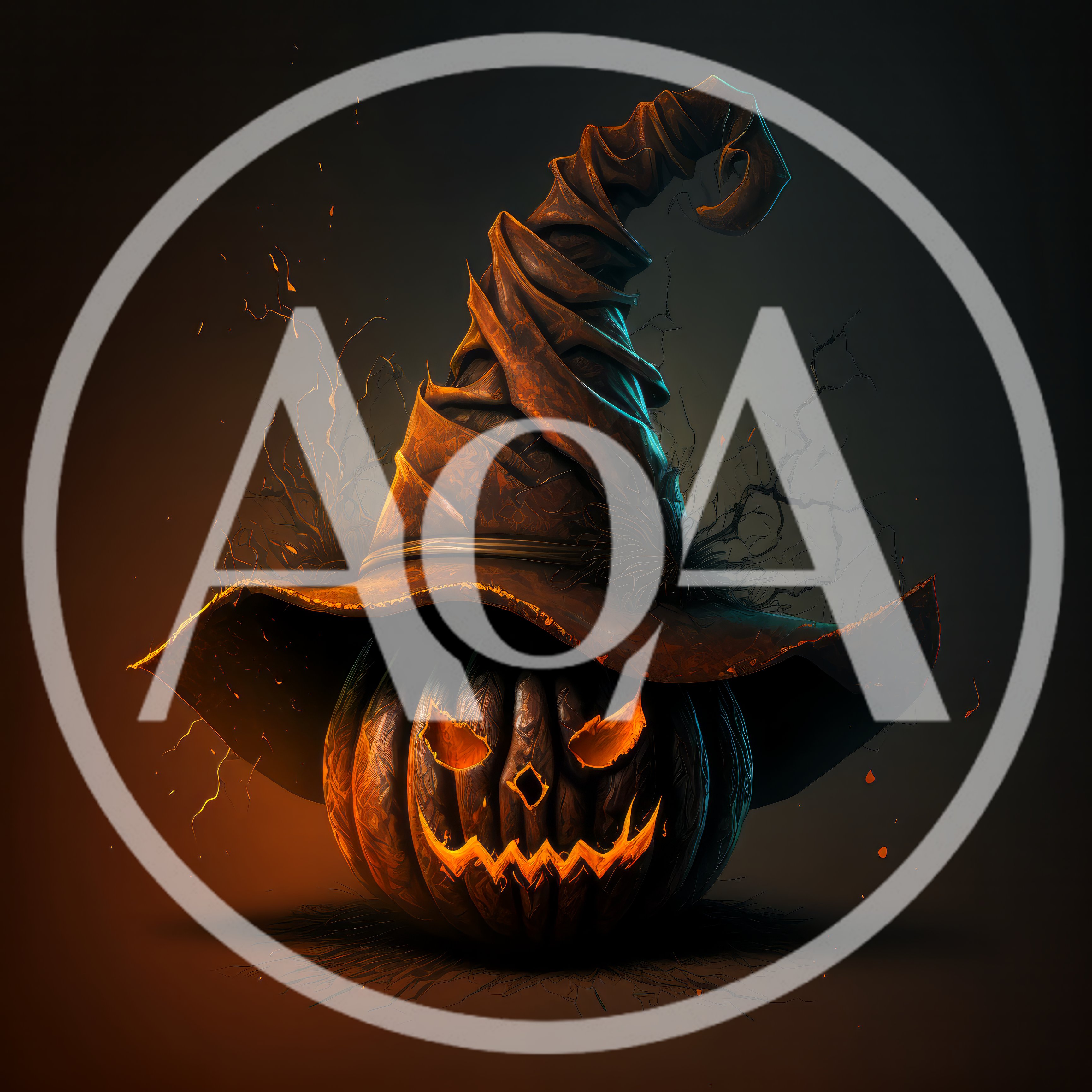 Spooky Jack O Lantern Wearing A Witch Hat