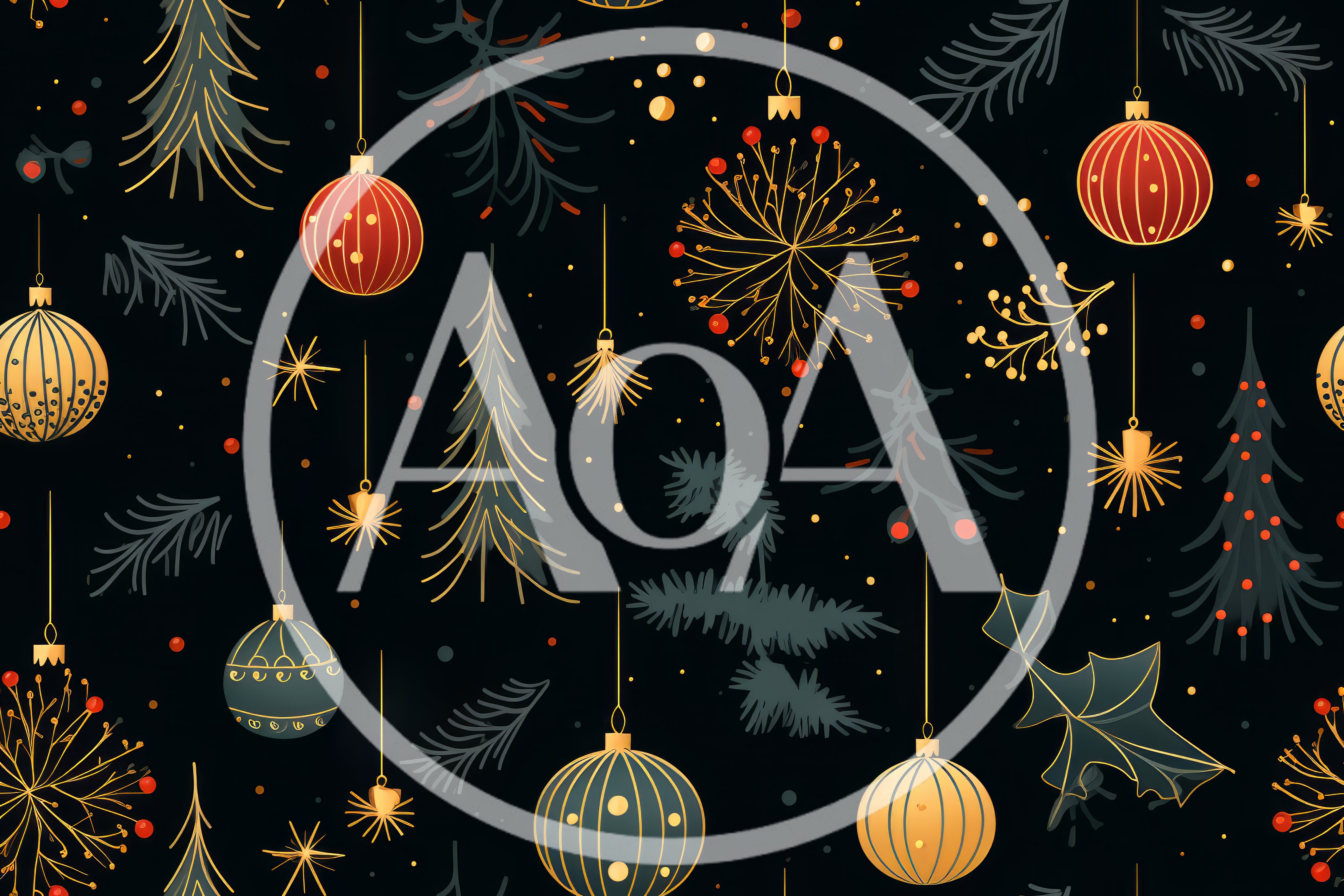 Seamless Christmas Pattern With Ornaments And Pine Trees
