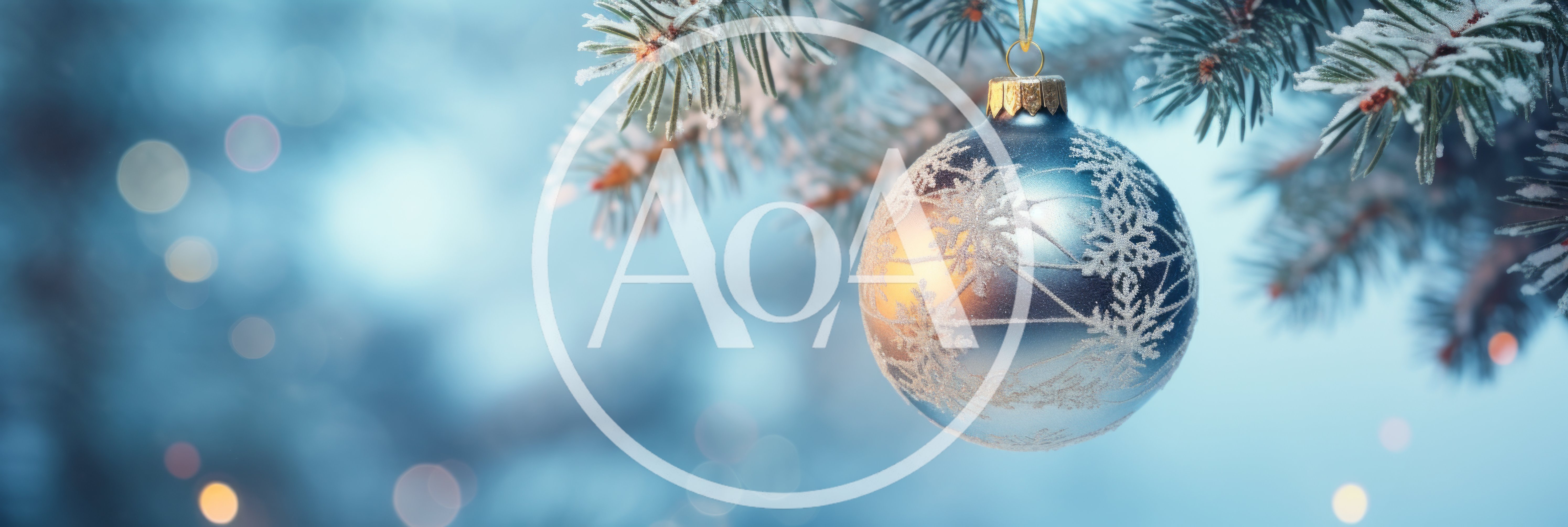 Silver Christmas Ornament Hanging On Snowy Pine Branch