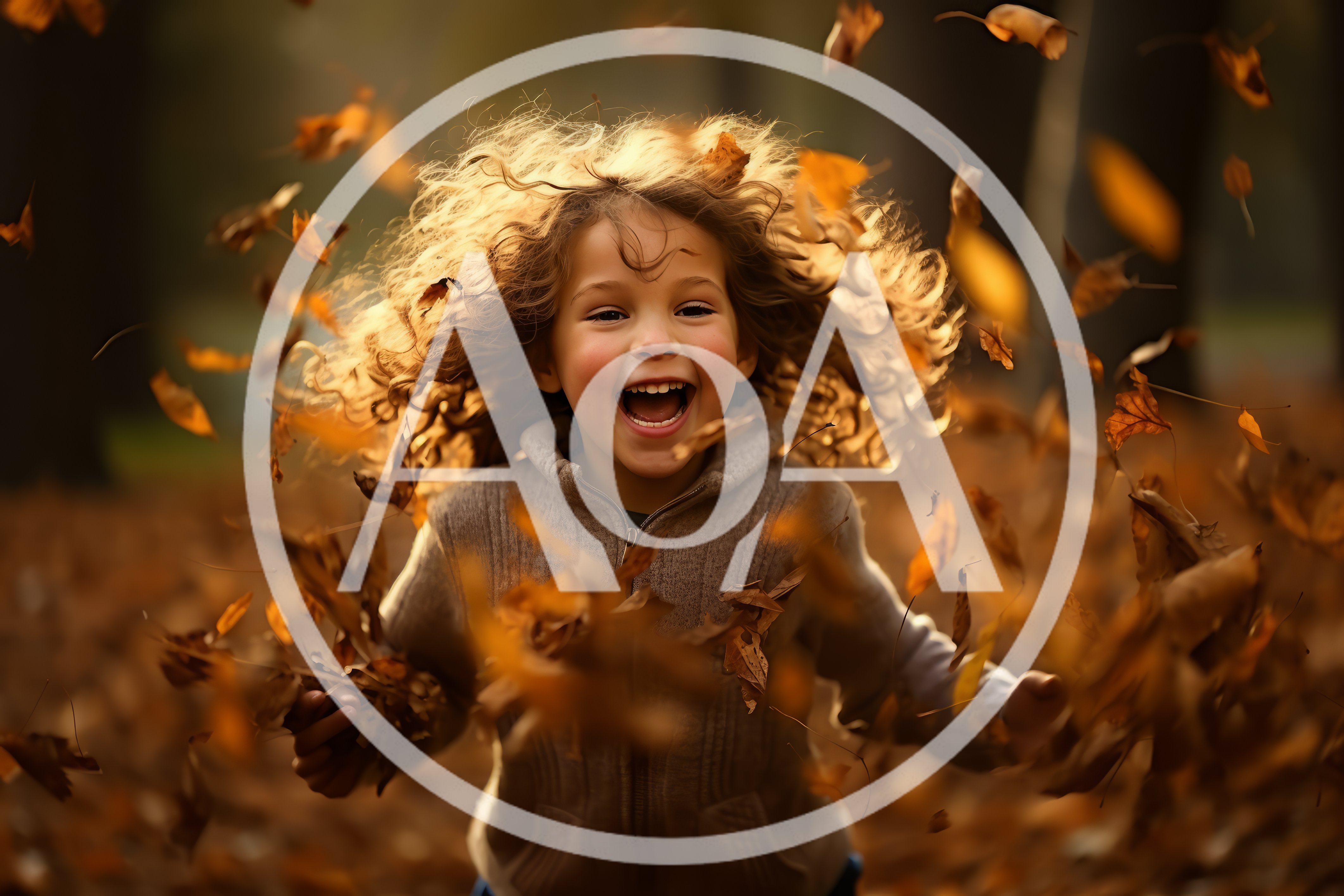 Happy Child Playing With Falling Autumn Leaves