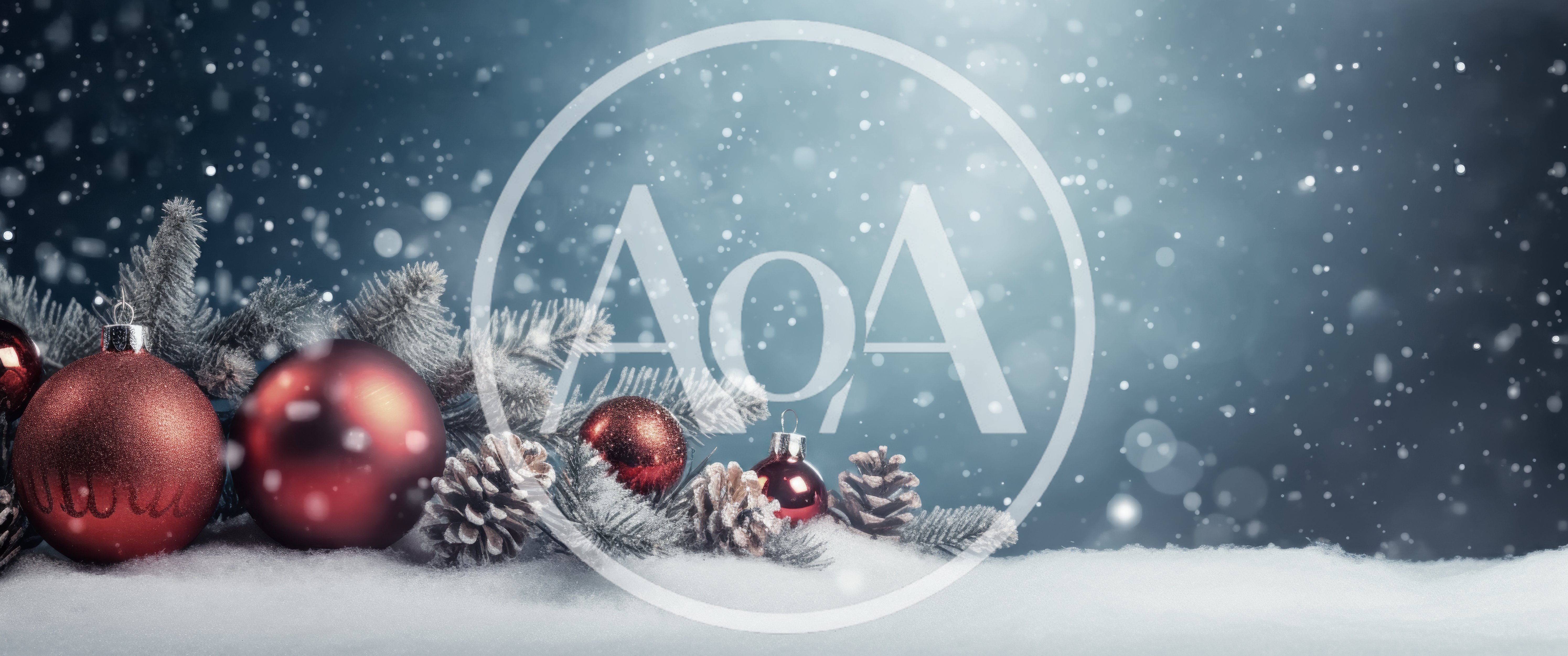Christmas Ornaments And Pine Cones On Snowy Background