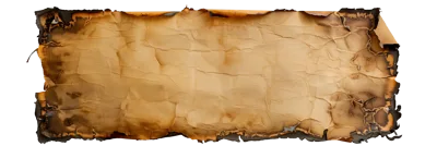 Blank paper with burnt edges on transparent background for design use