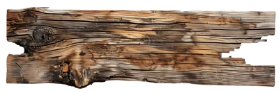 Burnt wood banner isolated on transparent background for various design purposes