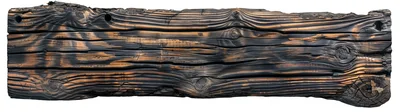 Burnt wood banner isolated on transparent background for various design purposes