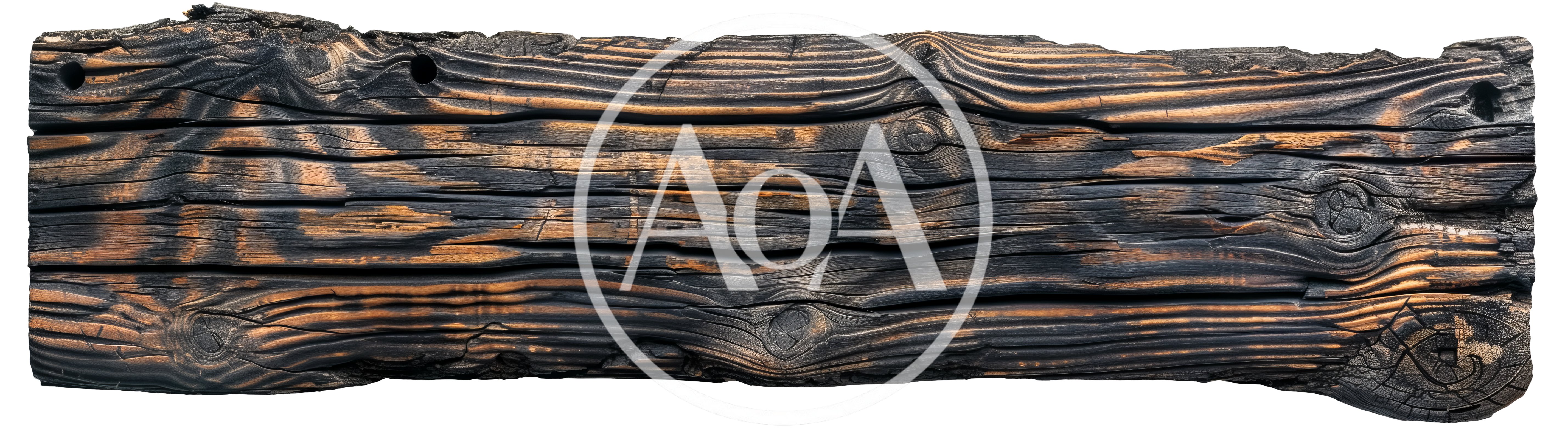 Burnt wood banner isolated on transparent background for various design purposes