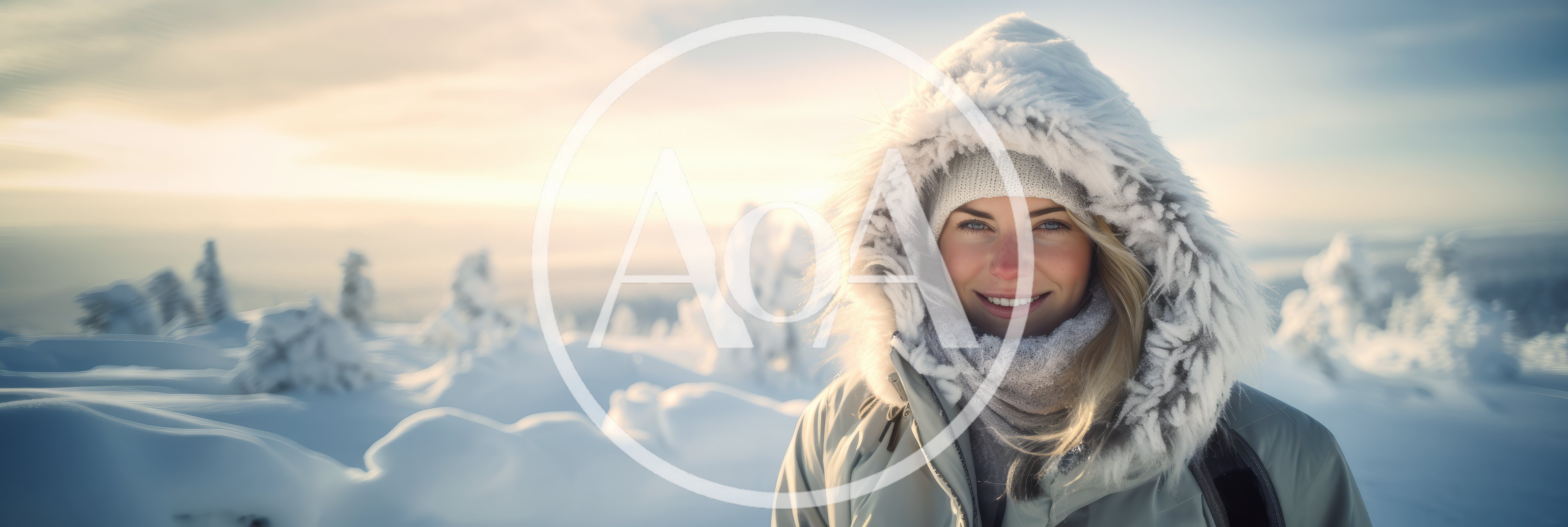 Smiling Woman Wearing Winter Parka In Snowy Landscape