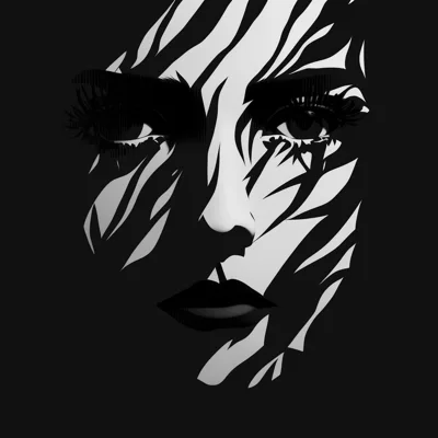 Abstract Portrait Of A Woman With Zebra Shadow Patterns