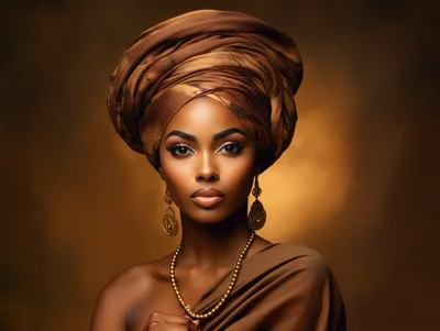Portrait Of A Beautiful African Woman In Traditional Headwrap