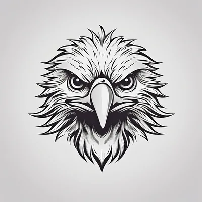 Stylized Eagle Head Illustration In Black And White