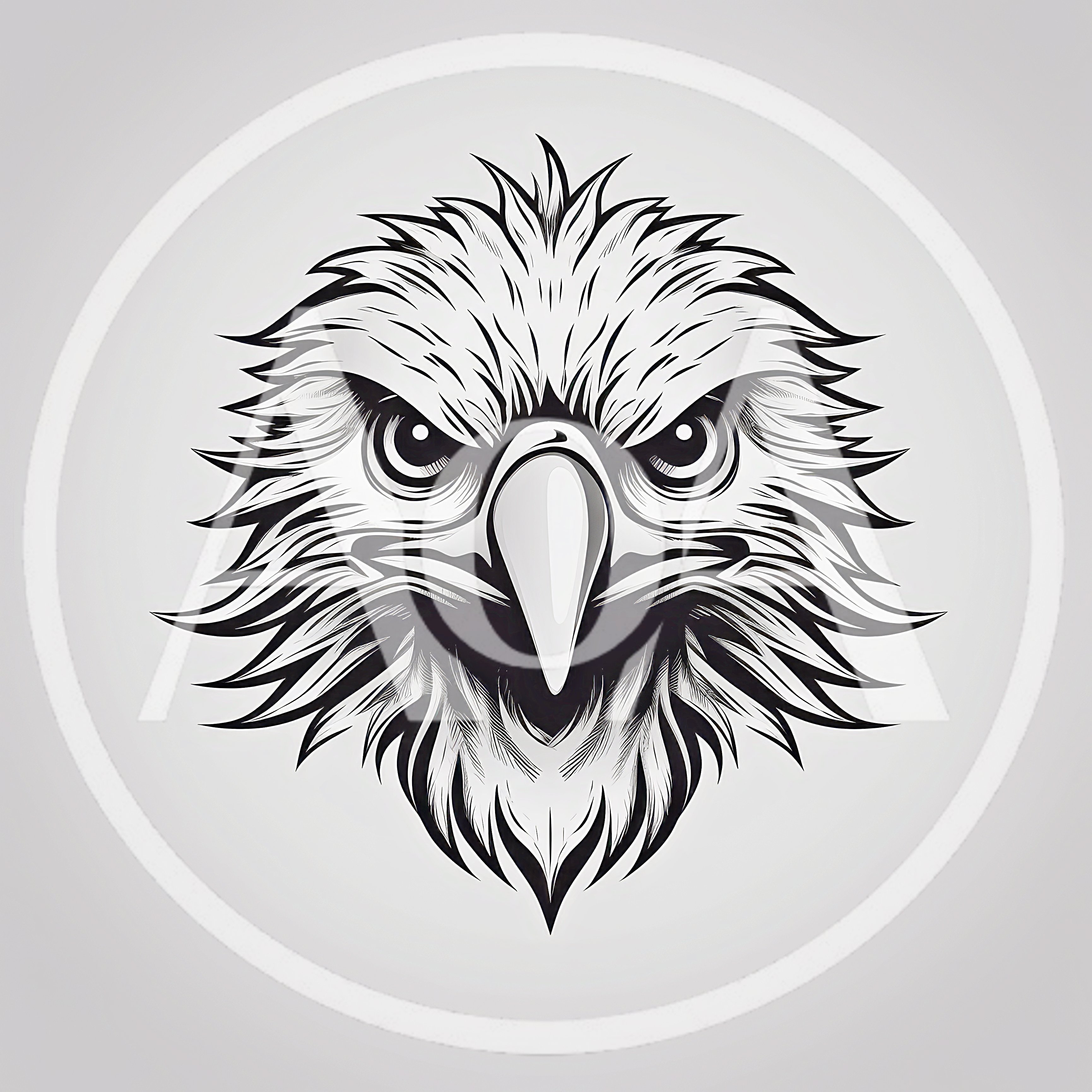 Stylized Eagle Head Illustration In Black And White