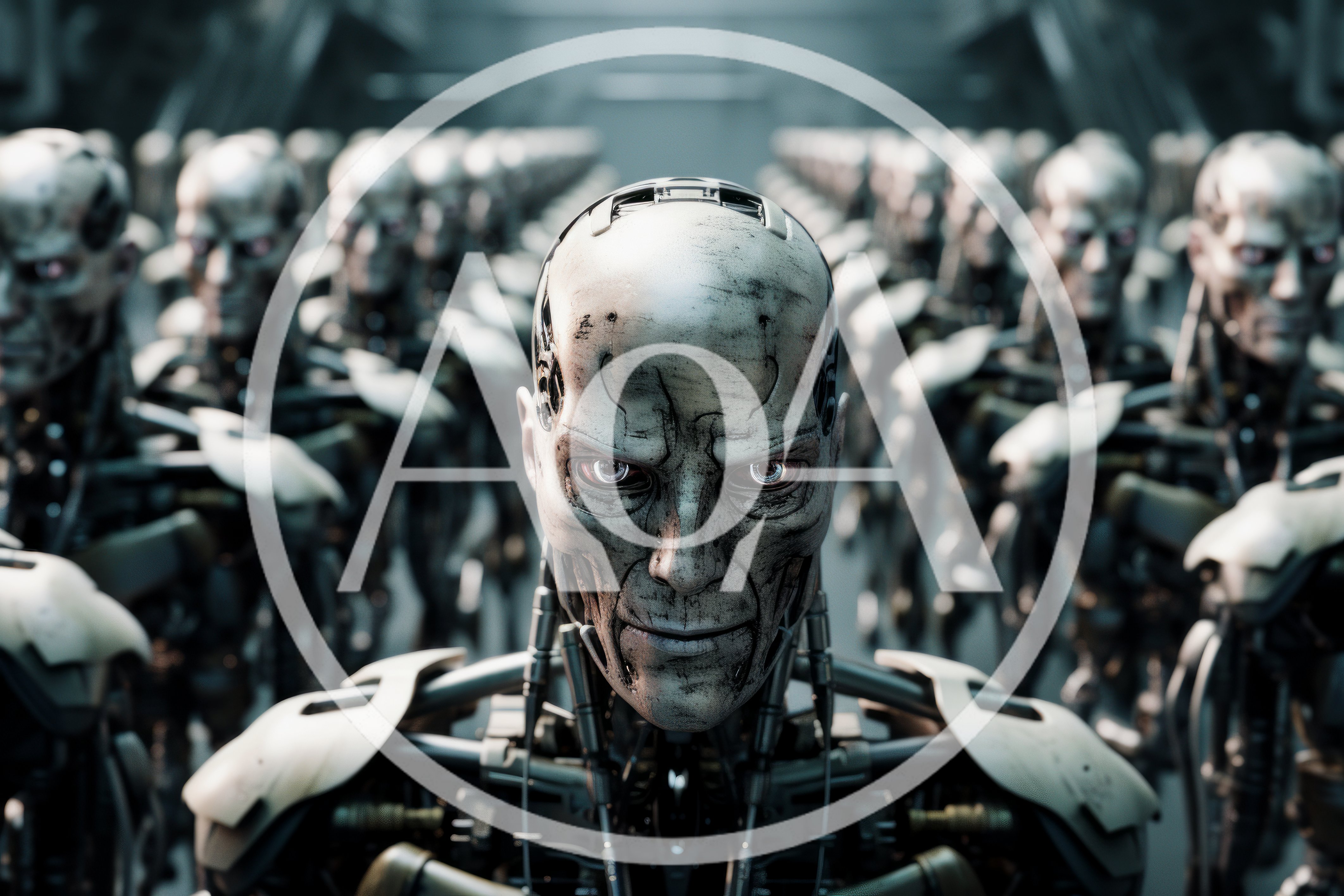 Army Of Futuristic Humanoid Cyborg Soldiers