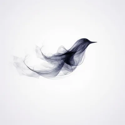 Abstract Smoke Bird Silhouette On White Background
