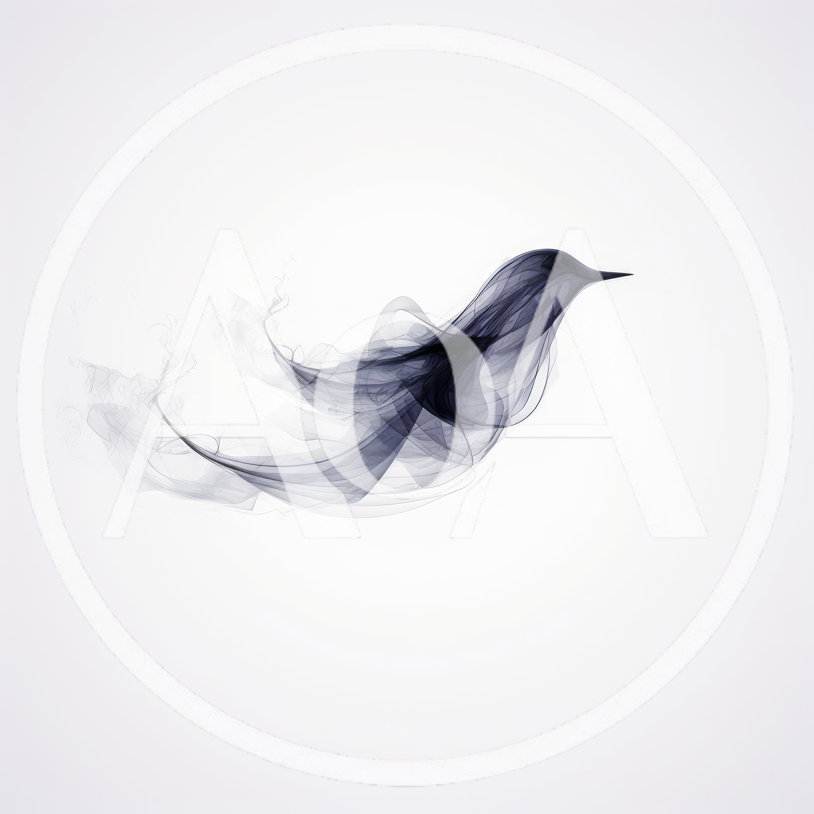 Abstract Smoke Bird Silhouette On White Background