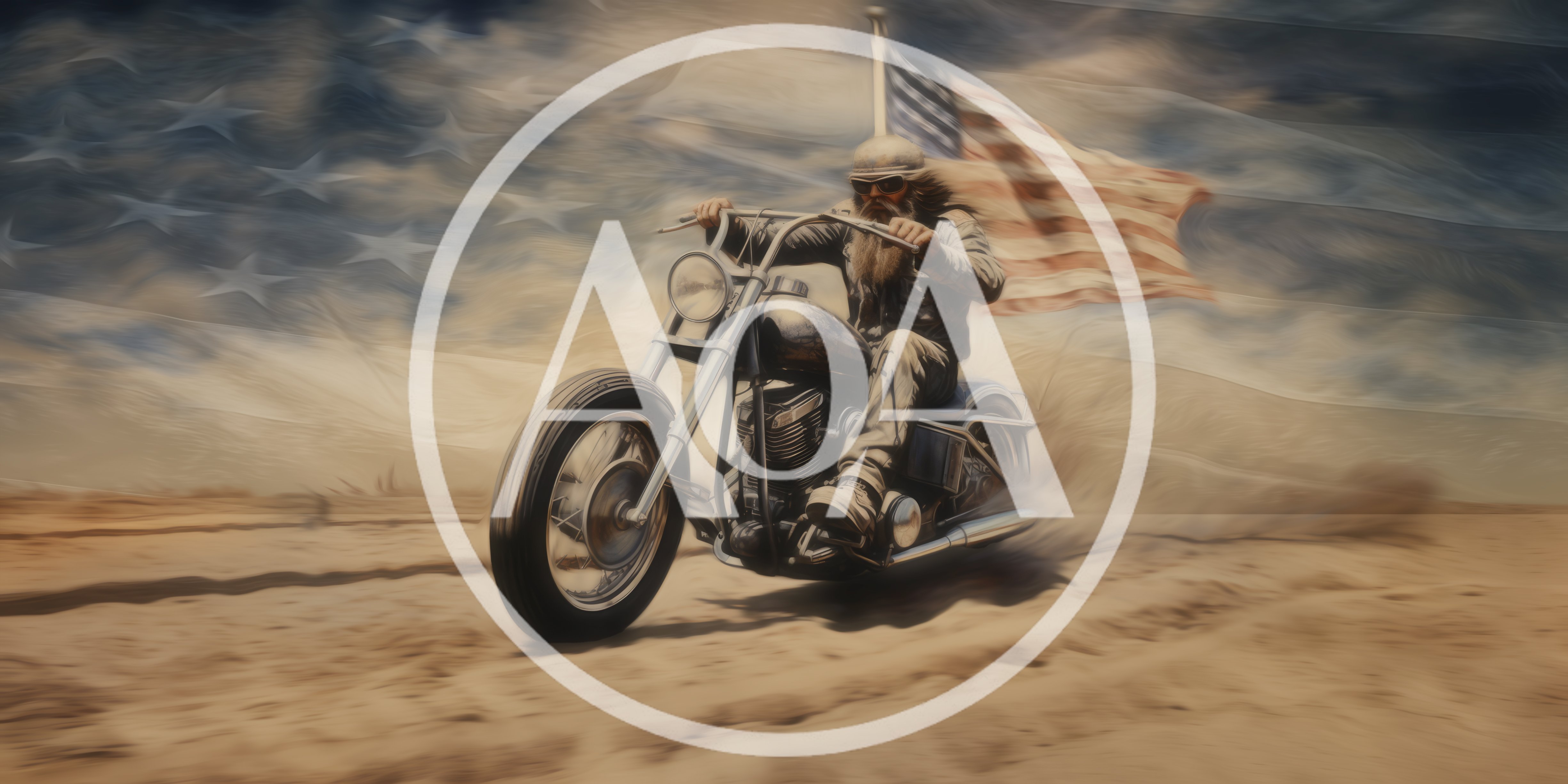 Biker Riding Chopper Motorcycle Through Desert Landscape