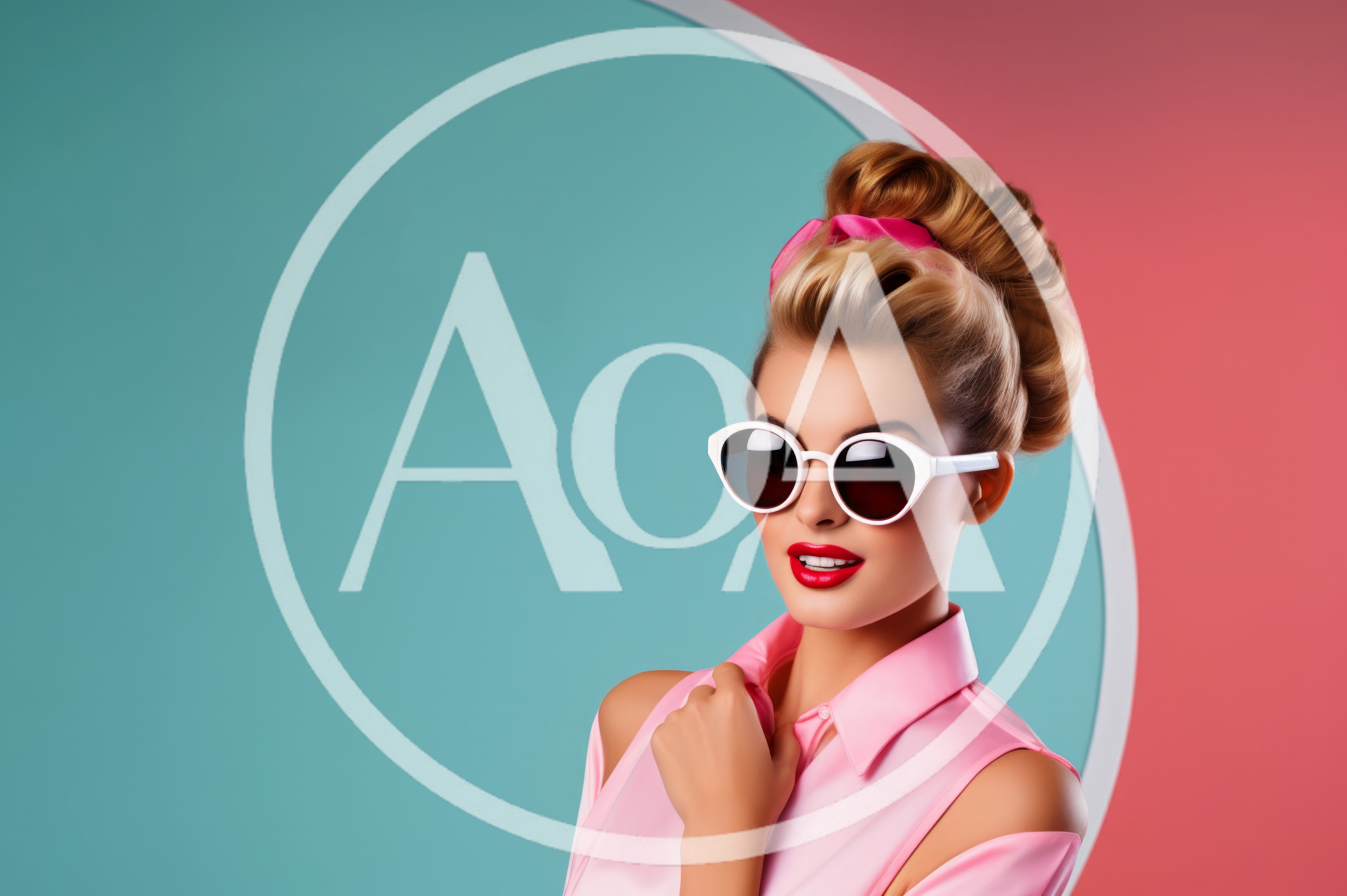 Pin Up Girl With Retro Hairstyle And Sunglasses