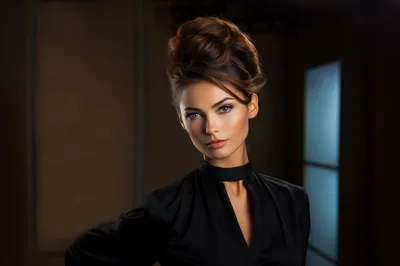 Elegant Woman With Sophisticated Updo Hairstyle