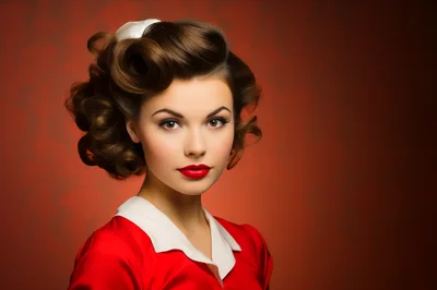 Portrait Of A Beautiful Woman With Vintage Hairstyle