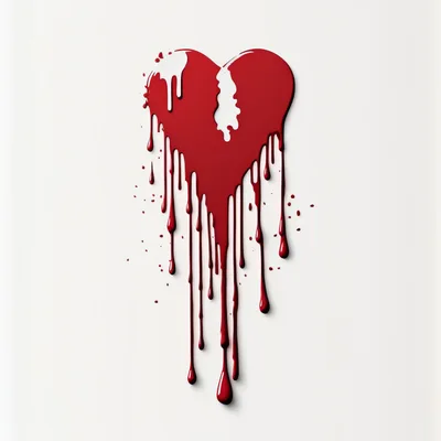 Red Heart Shape With Dripping Paint Effect