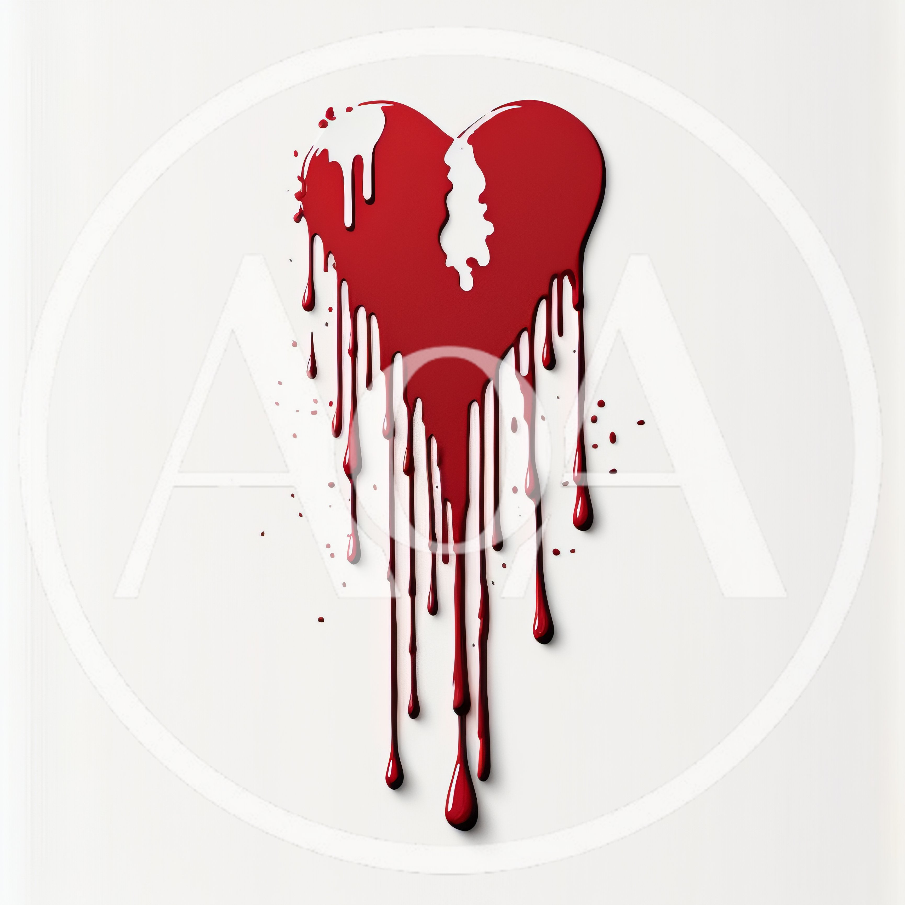 Red Heart Shape With Dripping Paint Effect