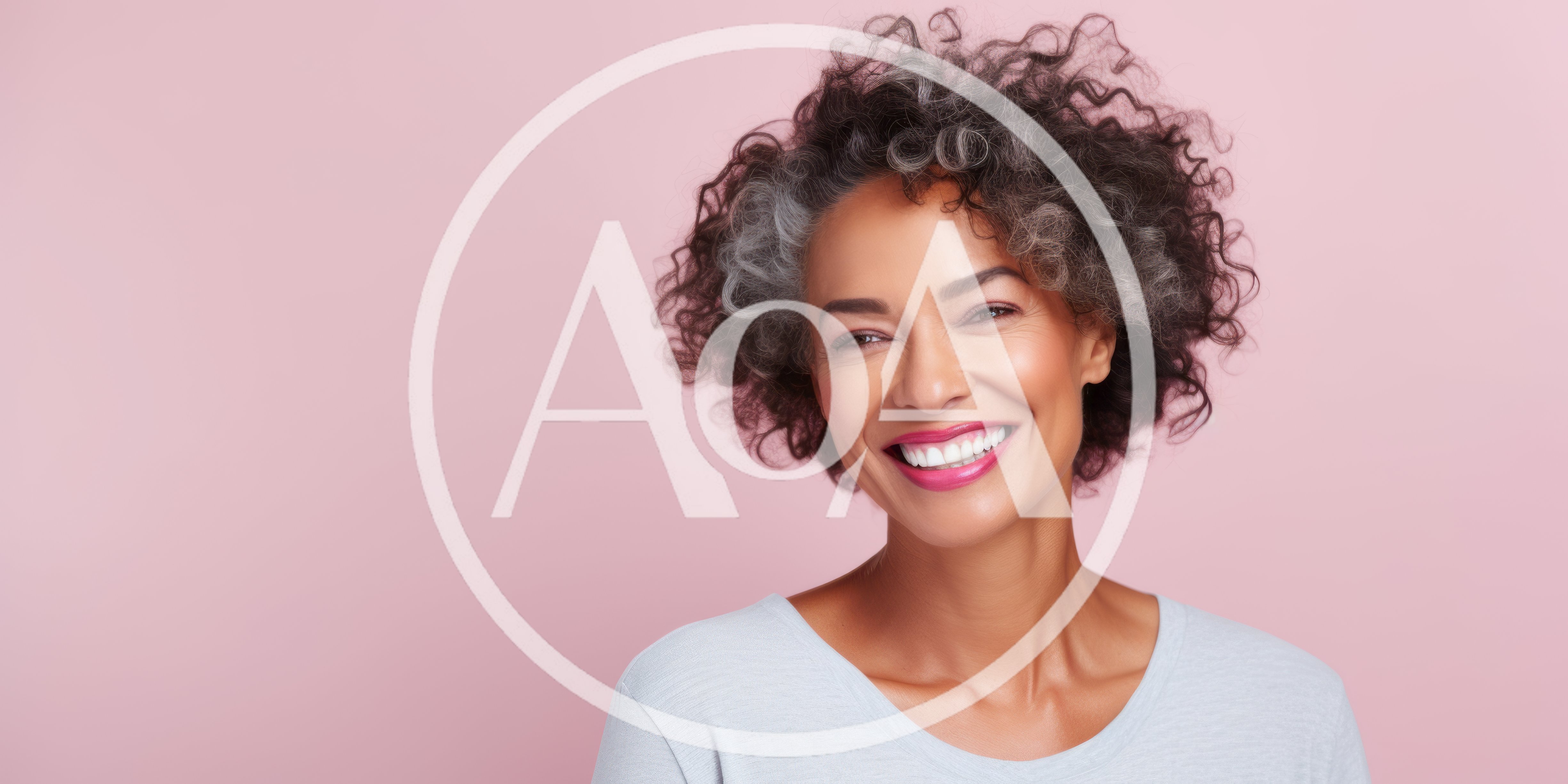 Smiling Mature Woman With Curly Graying Hair