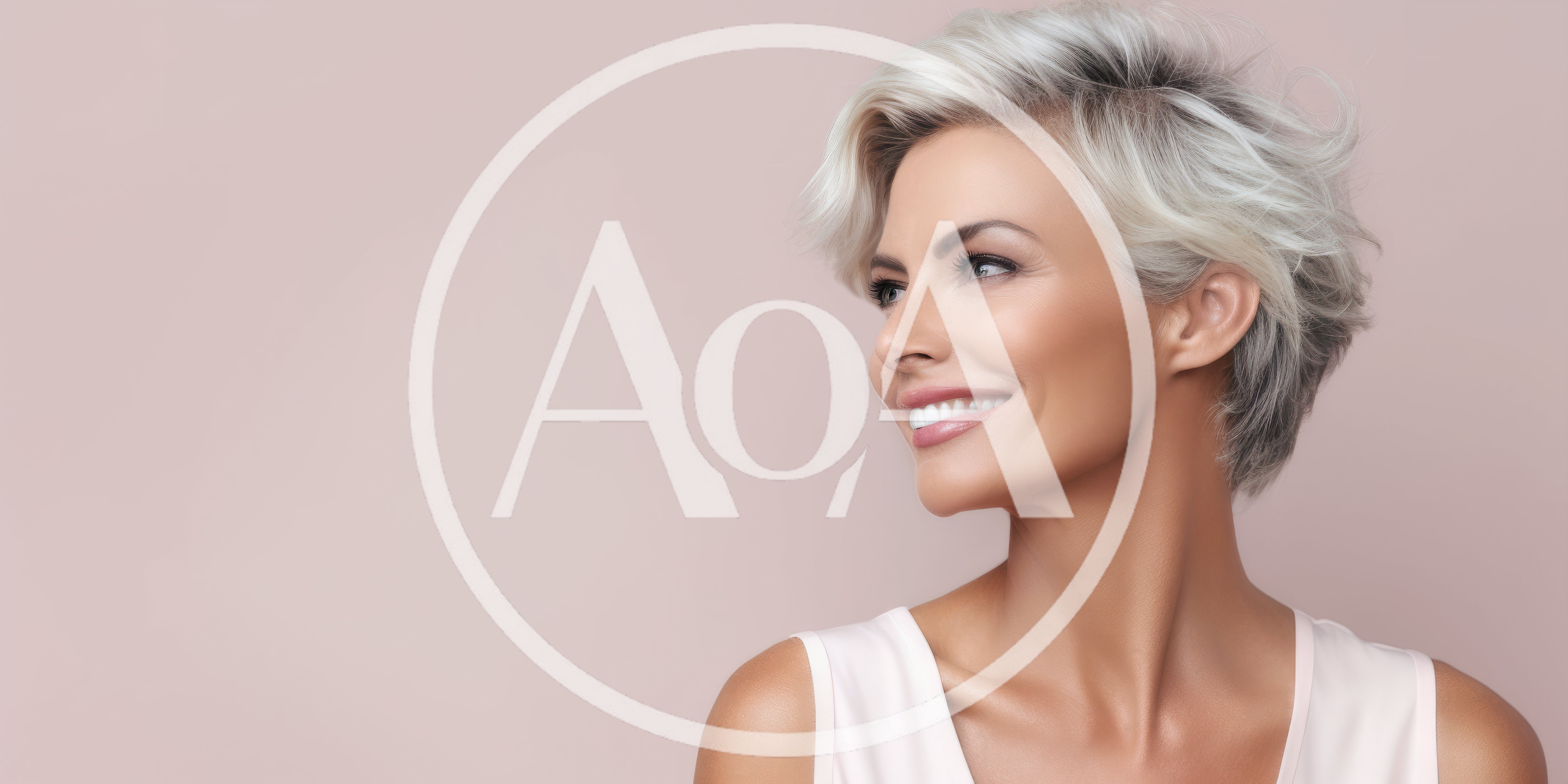 Portrait Of A Smiling Woman With Short Silver Hair
