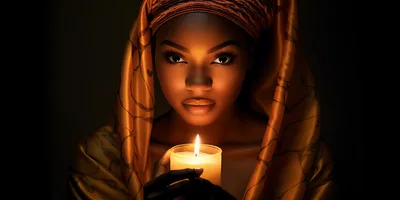 Portrait of a Woman Holding a Lit Candle
