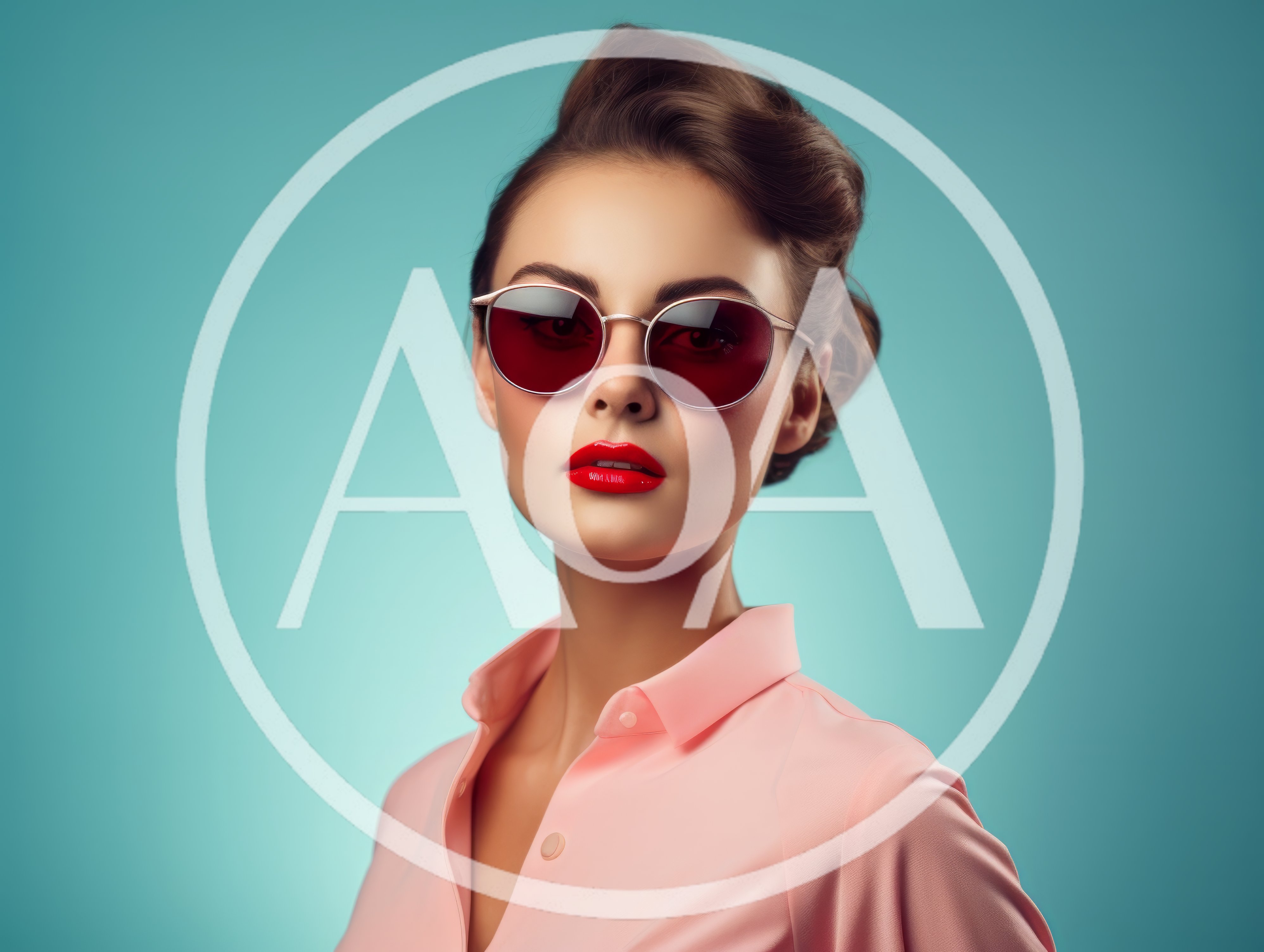 Stylish Woman Wearing Red Sunglasses And Pink Shirt