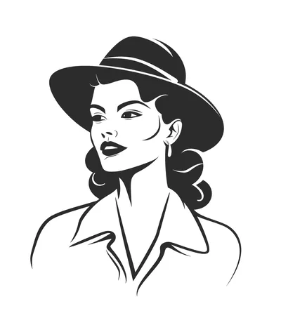 Vintage Style Woman Portrait With Fedora Hat