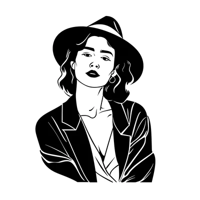 Minimalist Black And White Illustration Of A Stylish Woman