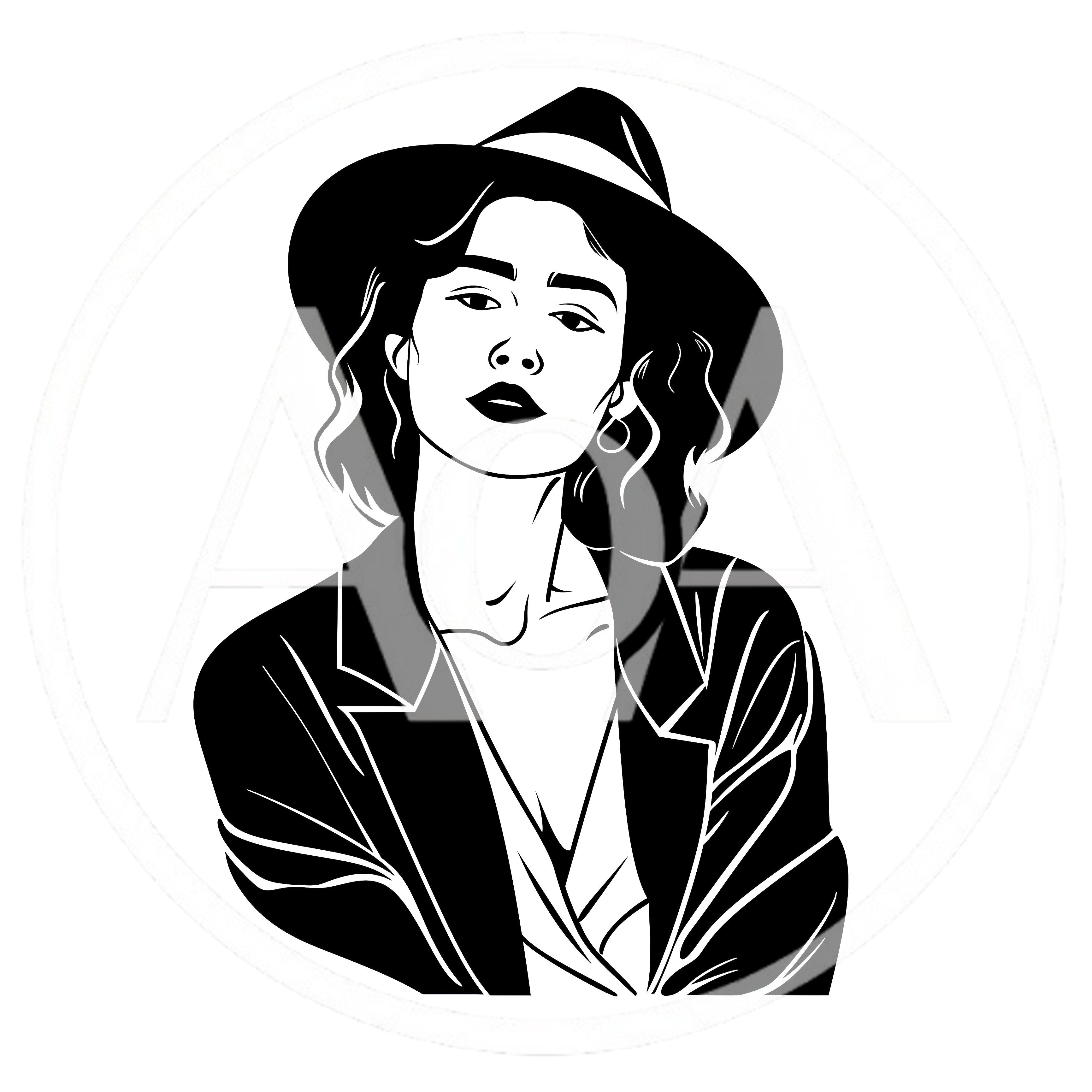 Minimalist Black And White Illustration Of A Stylish Woman